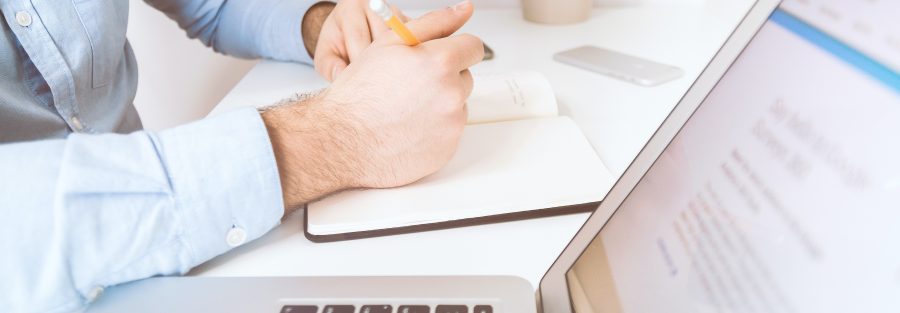 Planning a new business on a laptop