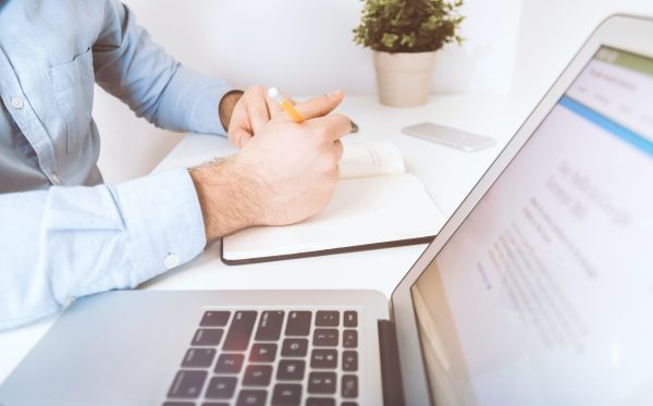 Planning a new business on a laptop