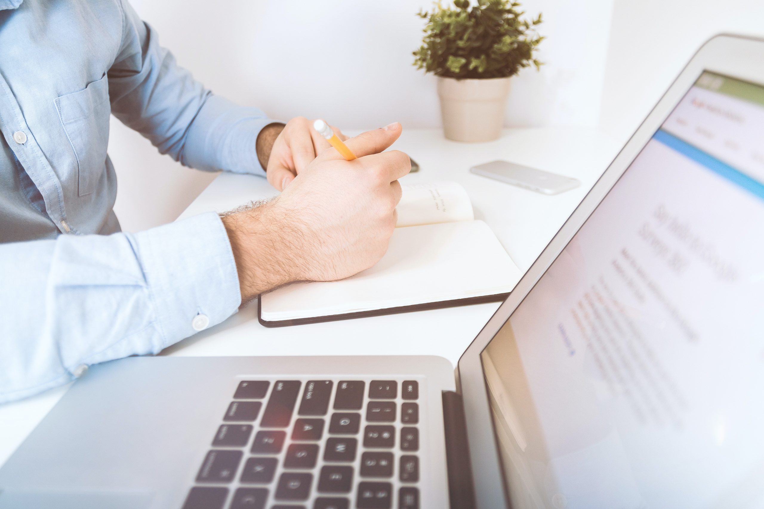 Planning a new business on a laptop