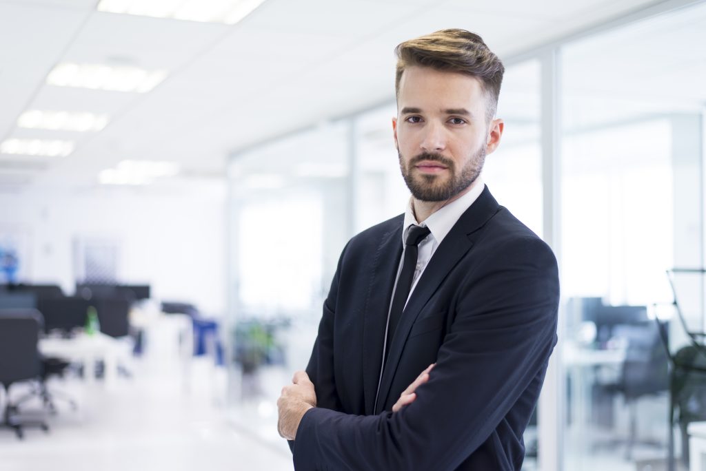 Confident professional in a modern office