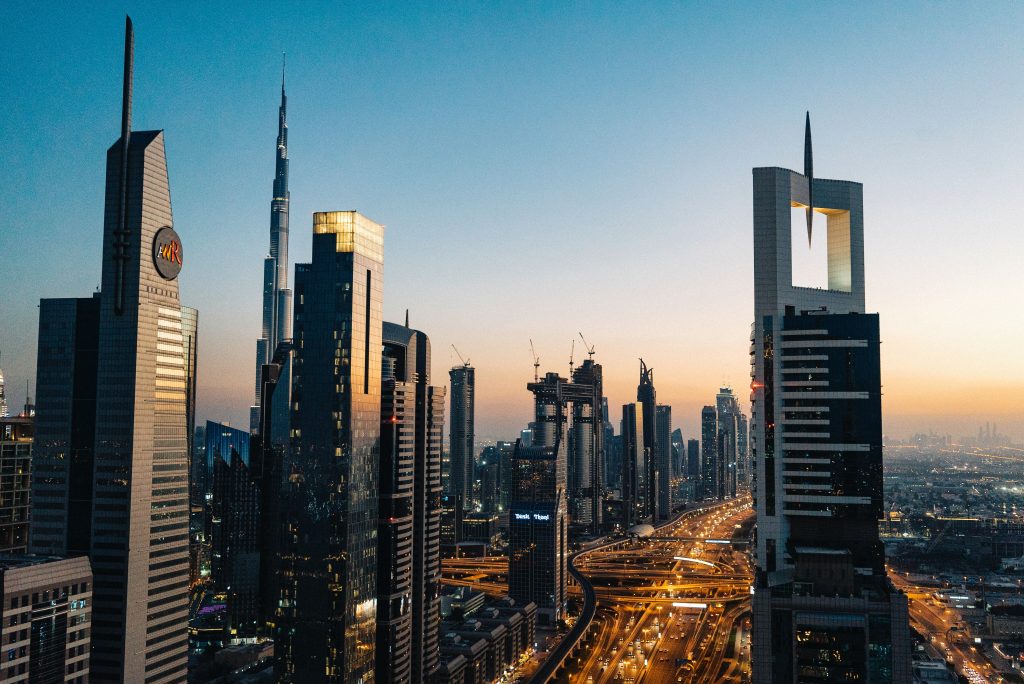 Dubai skyline at dusk