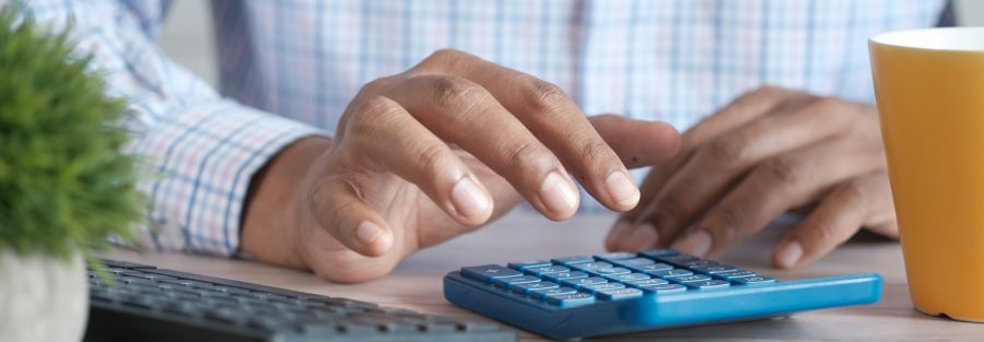 Calculating figures at a desk